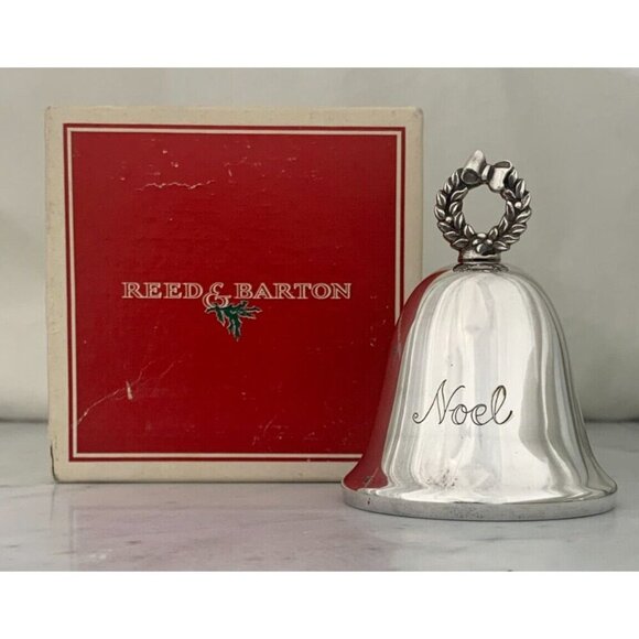 REED & BARTON Noel Music Bell 3rd Ed Silverplate Wreath Joy to the World Box EUC - Picture 1 of 6